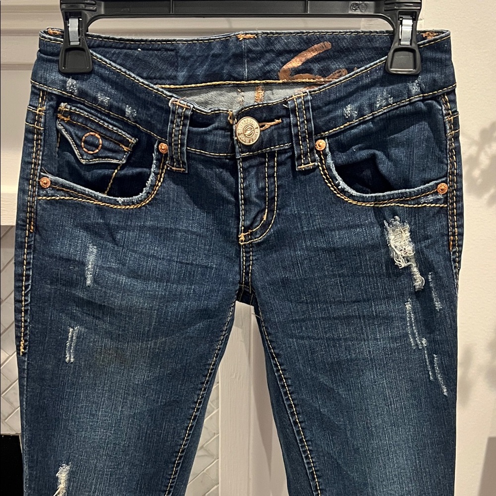 Seven7 Women's Dark Blue distressed jeans - Picture 5 of 5